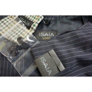 Isaia Sirio A Blue Chalkstriped S140s Wool 2 Pc Suit Jacket Pants Sz 40R NEW
